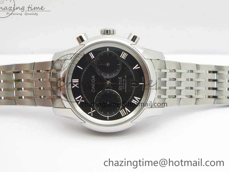 0402 De Ville Chronograph SS OMF 1:1 Best Edition Black Dial On SS Bracelet A Attractive 8150